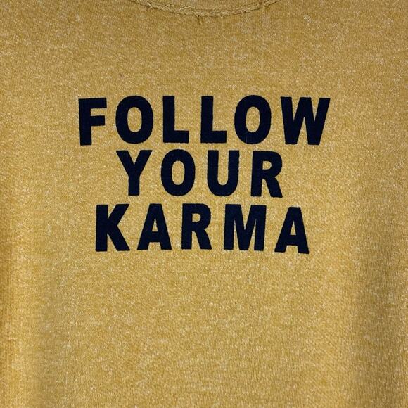 FOR THE REPUBLIC FOLLOW YOUR KARMA RAW EDGE SWEATER SIZE XS - Picture 10 of 10